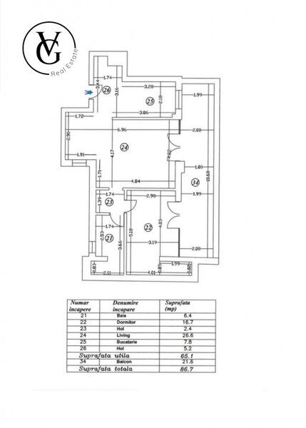 Floreasca, apartament 2 camere, terasa spatioasa.